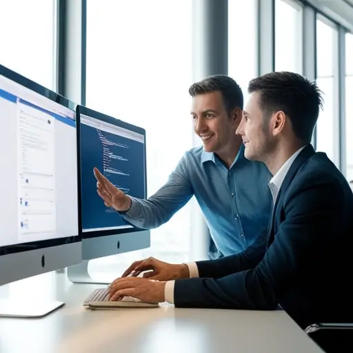 Laptopon nyitva egy modern vállalati honlap szerkesztőfelülete, mellette kávésbögre és mobiltelefon