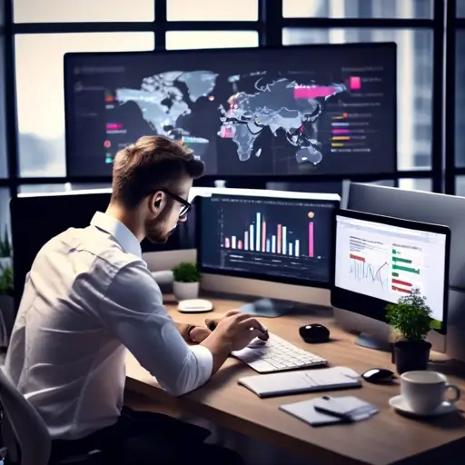 Laptop képernyőn megjelenő weboldal menedzsment vezérlőpanel analitikával és tartalomkezelési opciókkal.