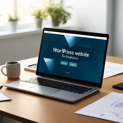 Asztali monitoron céges weboldal kezdőlapi szakasz élénk színekkel és navigációs menüvel