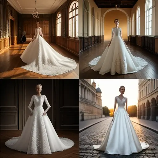 Menyasszony próbálja fel a személyre szabott selyem esküvői ruhát budapesti varrodában, amelyet hímzett csipke díszít