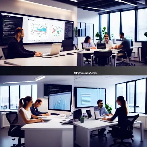 Fehér asztalon laptoppal elkészített vállalati weboldal vázlata színes tervezőjegyzetekkel és webdesign sablonnal.