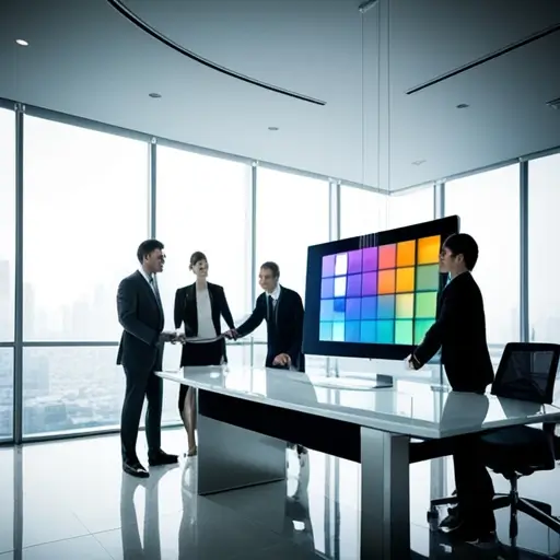 Főoldalon megjelenő cégprofil szekció nagyfelbontású képekkel és ügyfélvéleményekkel egy laptop kijelzőn.