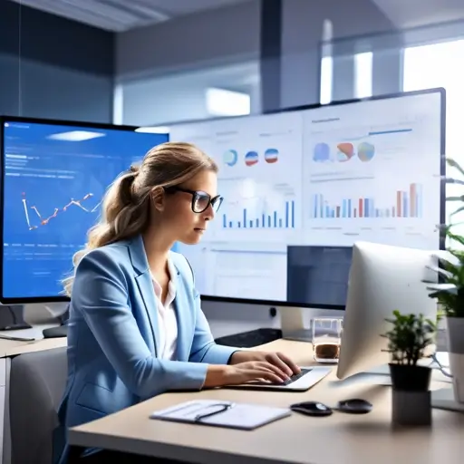 Képernyőn egy SEO szolgáltatás teljesítményjelentése növekvő grafikonokkal