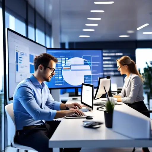 Laptop képernyőjén színes grafikonok és mutatók a weboldal organikus forgalmának alakulását mutatják